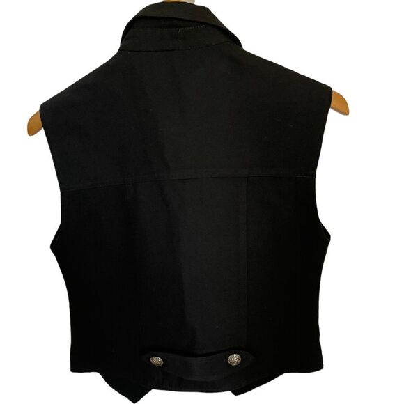 Unique Black Vest with Big Silver Buttons - Size Small - Picture 2 of 3